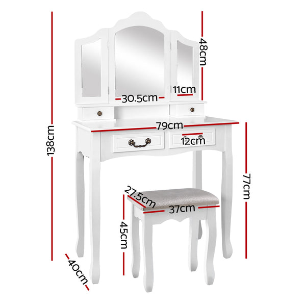 Artiss Dressing Table with Mirror - White Artiss