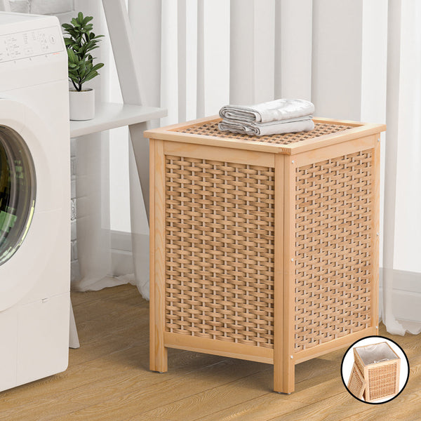 Artiss Laundry Hamper Bathroom Storage Cabinet Wooden Organiser Bag Clothes Artiss