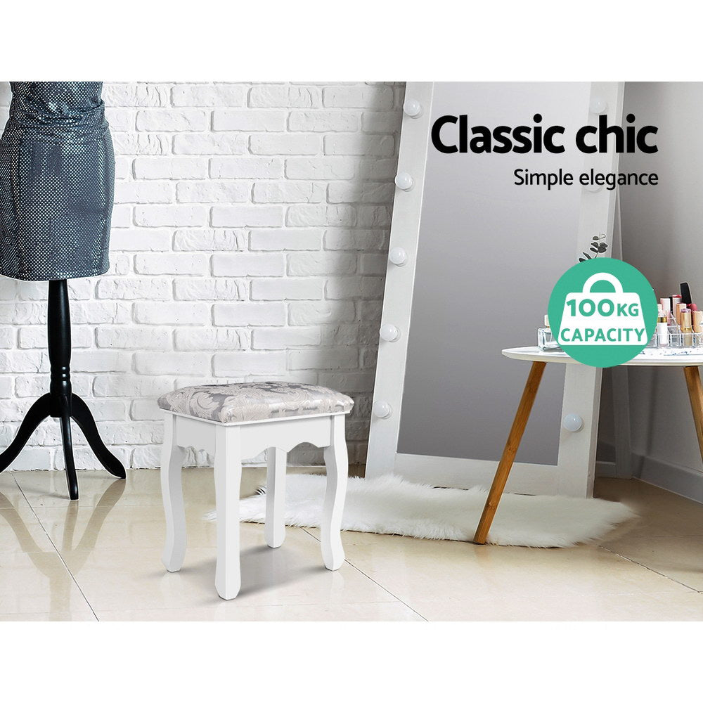Artiss Dressing Stool Bedroom White Make Up Chair Living Room Fabric Furniture freeshipping - Awezingly