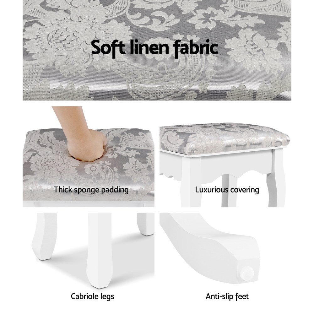 Artiss Dressing Stool Bedroom White Make Up Chair Living Room Fabric Furniture freeshipping - Awezingly