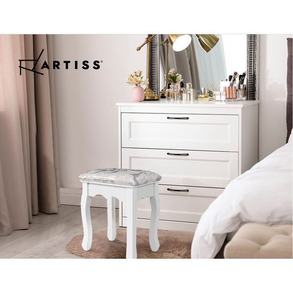 Artiss Dressing Stool Bedroom White Make Up Chair Living Room Fabric Furniture freeshipping - Awezingly