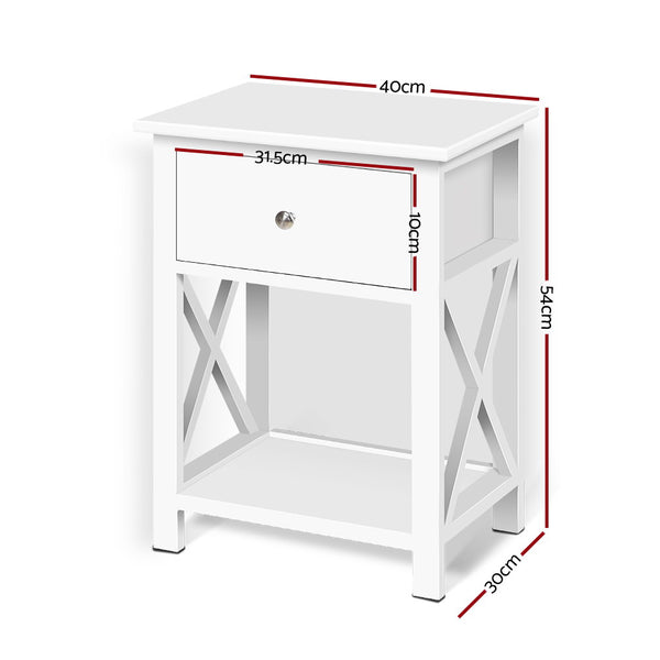 Bedside Table Coffee Side Cabinet Drawer Wooden White freeshipping - Awezingly