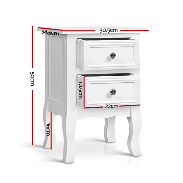 Artiss Bedside Tables Drawers Side Table French Storage Cabinet Nightstand Lamp freeshipping - Awezingly