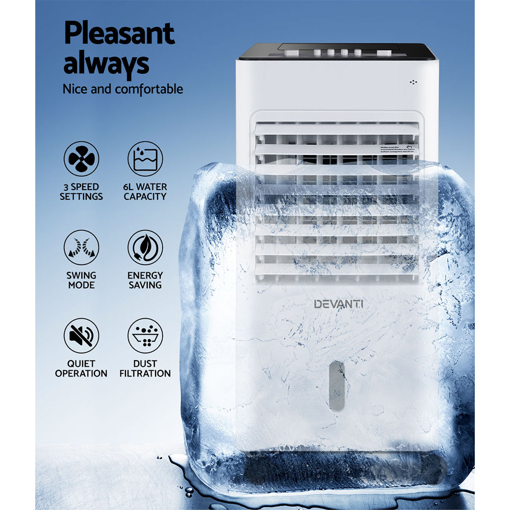 Devanti Evaporative Air Cooler Conditioner Portable 6L Cooling Fan Humidifier freeshipping - Awezingly