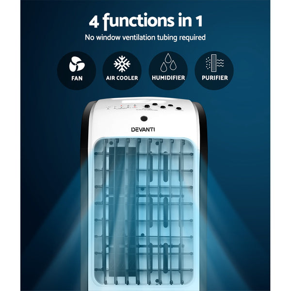 Devanti Evaporative Air Cooler Conditioner Portable 4L Cooling Fan Humidifier freeshipping - Awezingly