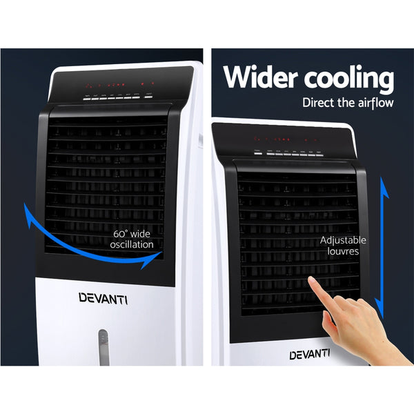 Devanti Evaporative Air Cooler Potable Fan Cooling Remote Control LED Display freeshipping - Awezingly