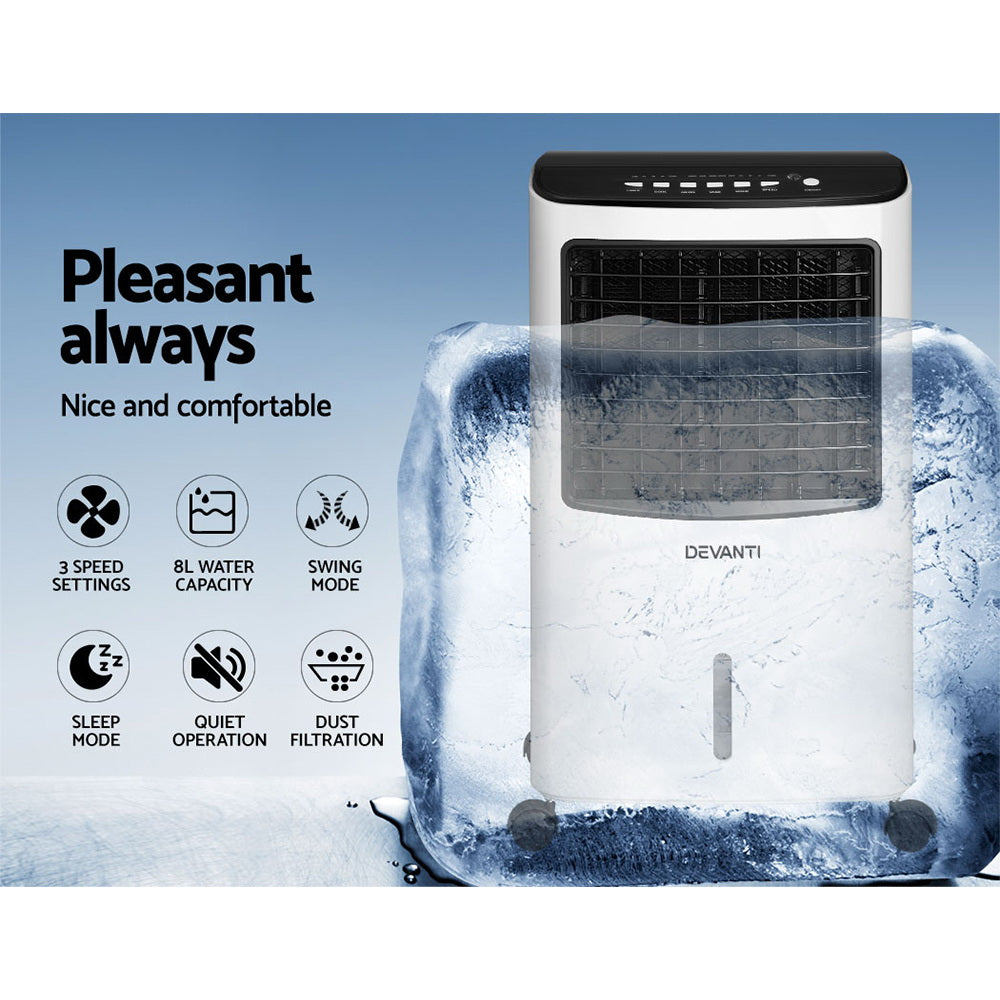 Devanti Evaporative Air Cooler Conditioner Portable 8L Cooling Fan Humidifier freeshipping - Awezingly