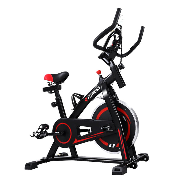 Spin Exercise Bike Flywheel Fitness Commercial Home Workout Gym Machine Bonus Phone Holder Black Spin