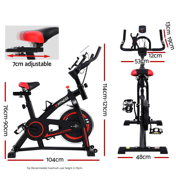 Spin Exercise Bike Flywheel Fitness Commercial Home Workout Gym Machine Bonus Phone Holder Black Spin