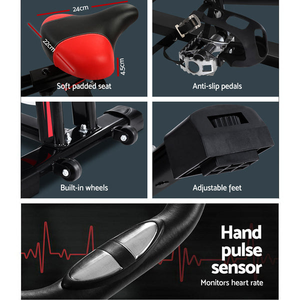 Spin Exercise Bike Flywheel Fitness Commercial Home Workout Gym Machine Bonus Phone Holder Black Spin