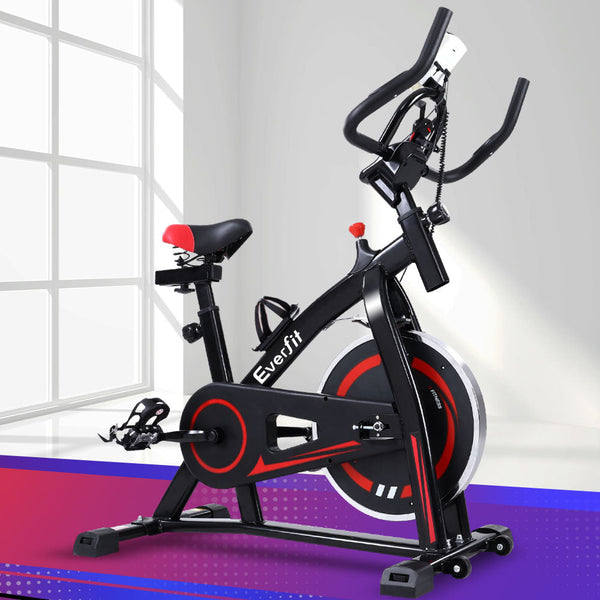 Spin Exercise Bike Flywheel Fitness Commercial Home Workout Gym Machine Bonus Phone Holder Black Spin