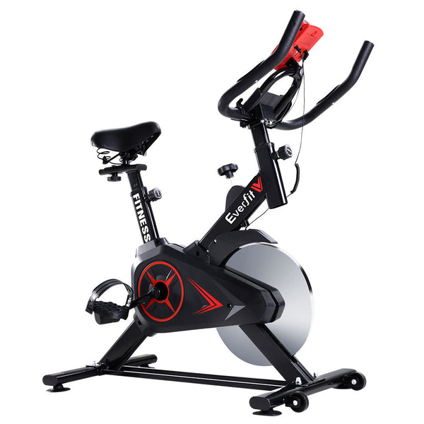 Spin Exercise Bike Flywheel Fitness Commercial Home Workout Gym Phone Holder Black Spin Bike