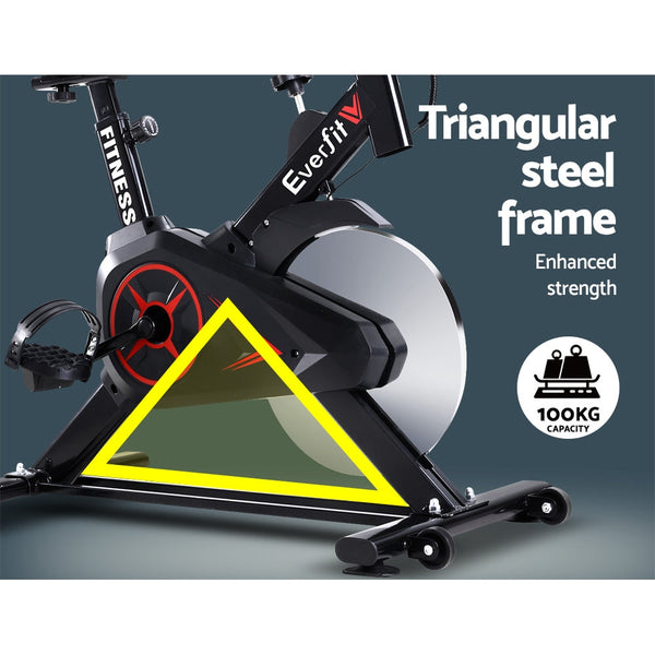 Spin Exercise Bike Flywheel Fitness Commercial Home Workout Gym Phone Holder Black Spin Bike