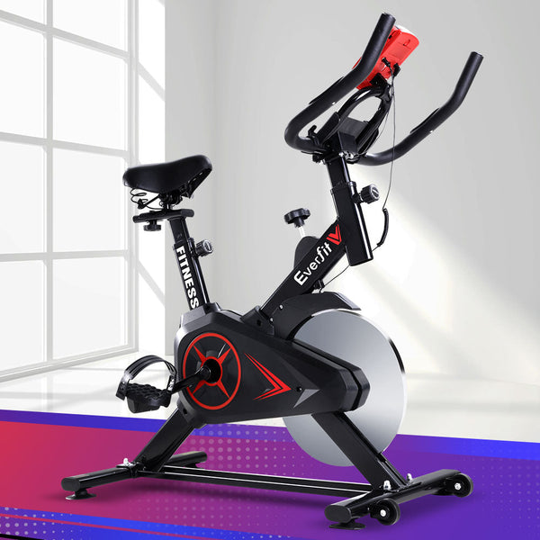 Spin Exercise Bike Flywheel Fitness Commercial Home Workout Gym Phone Holder Black Spin Bike
