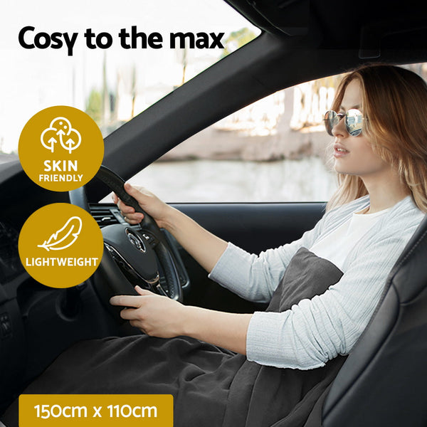 Giselle Electric Heated Blanket Car Throw Rug Grey Giselle Bedding