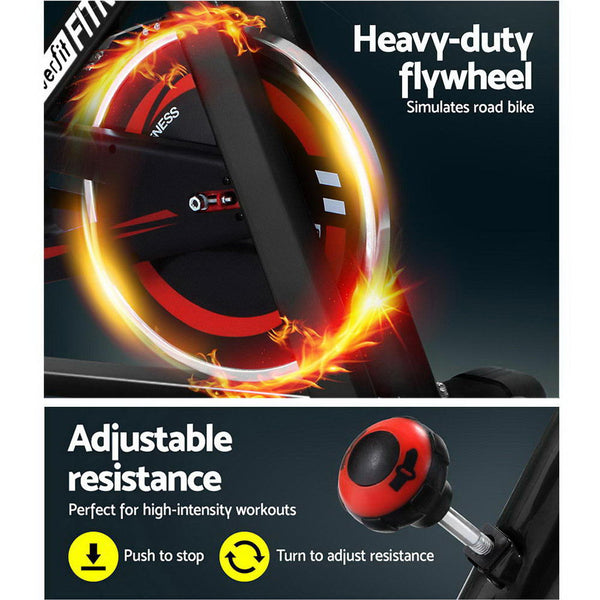 Everfit Spin Exercise Bike Cycling Fitness Commercial Home Workout Gym Black Everfit