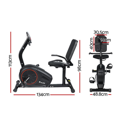 Everfit Magnetic Recumbent Exercise Bike Fitness Gym Equipment Black