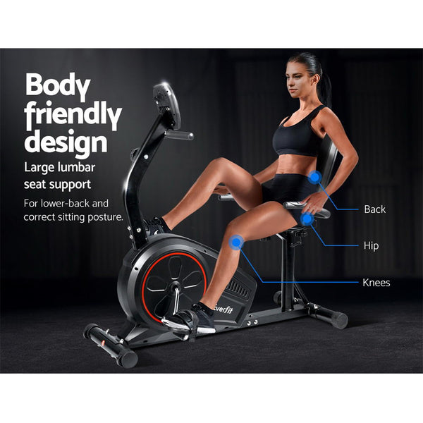 Everfit Magnetic Recumbent Exercise Bike Fitness Gym Equipment Black Everfit