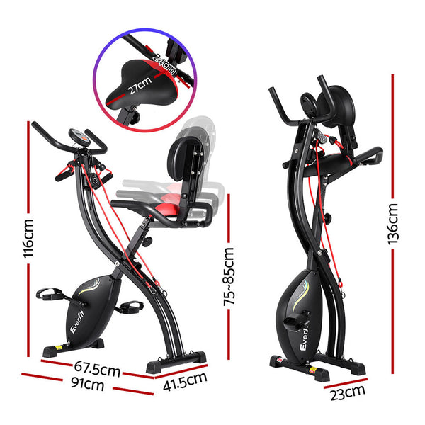 Everfit Folding Exercise Bike Magnetic X-Bike Indoor Cycling Resistance Rope Everfit