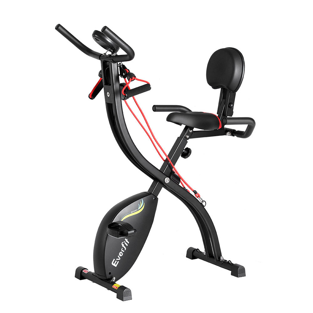 Everfit Folding Exercise Bike Magnetic X-Bike Indoor Cycling Resistance Rope Everfit