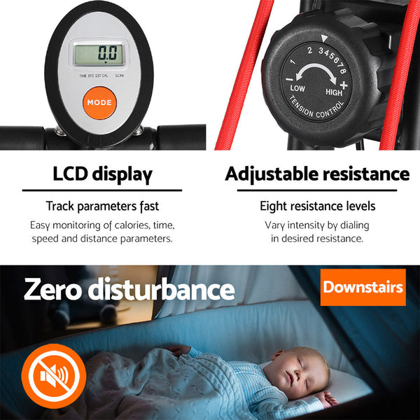 Everfit Folding Exercise Bike Magnetic X-Bike Indoor Cycling Resistance Rope Everfit