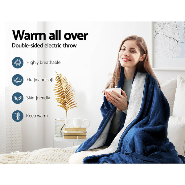 Giselle Electric Throw Rug Heated Blanket Washable Snuggle Flannel Winter Green Giselle Bedding