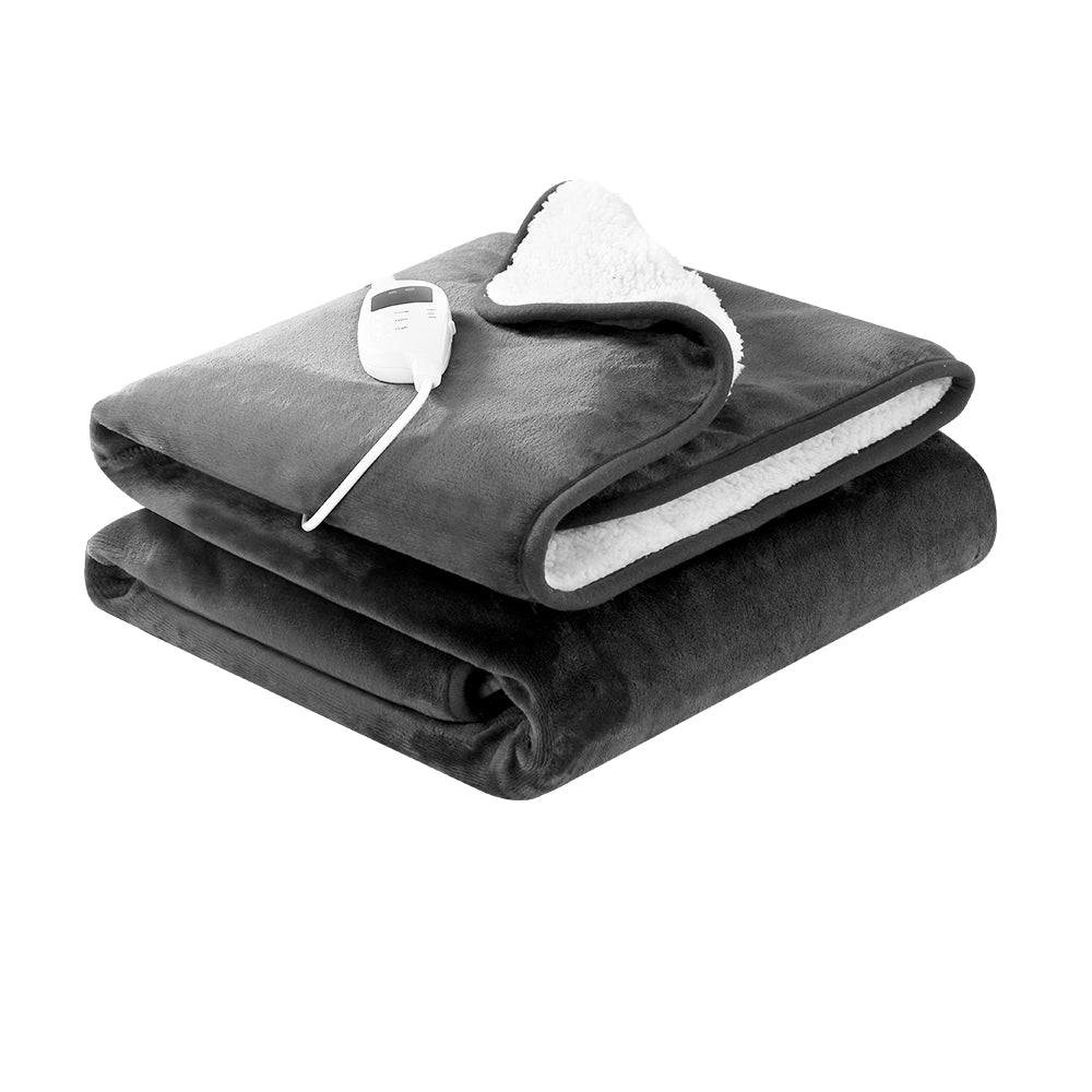 Giselle Electric Throw Rug Heated Blanket Washable Snuggle Flannel Winter Grey Giselle Bedding