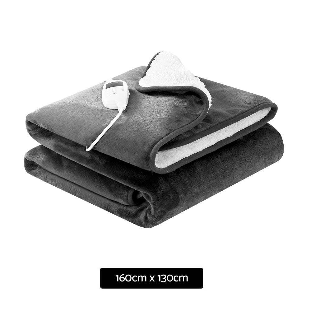 Giselle Electric Throw Rug Heated Blanket Washable Snuggle Flannel Winter Grey Giselle Bedding