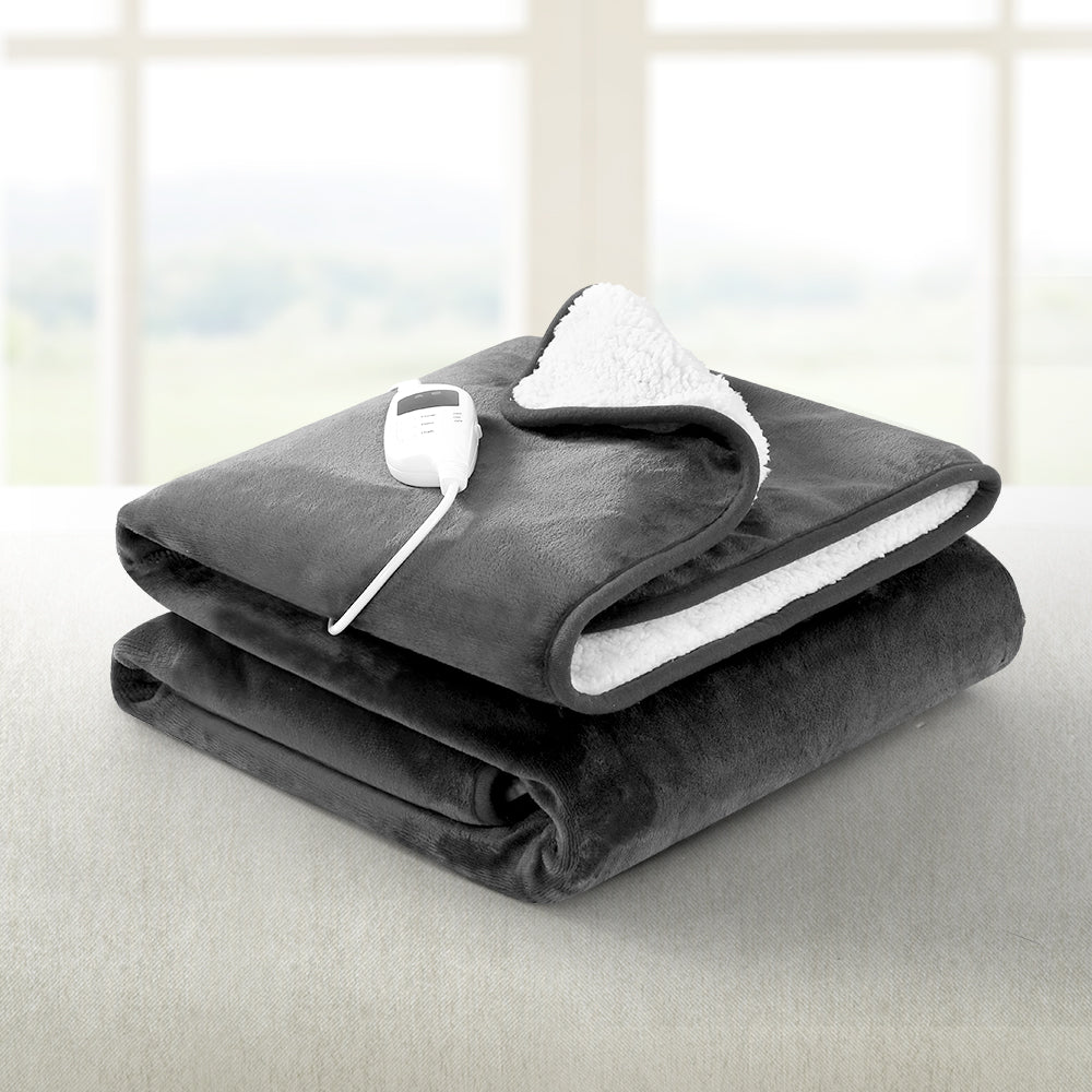 Giselle Electric Throw Rug Heated Blanket Washable Snuggle Flannel Winter Grey Giselle Bedding