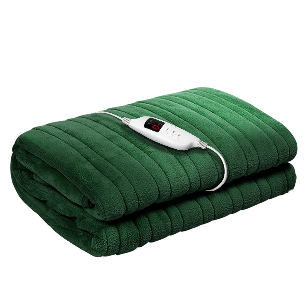 Giselle Electric Throw Rug Heated Blanket Washable Snuggle Flannel Winter Green Giselle Bedding