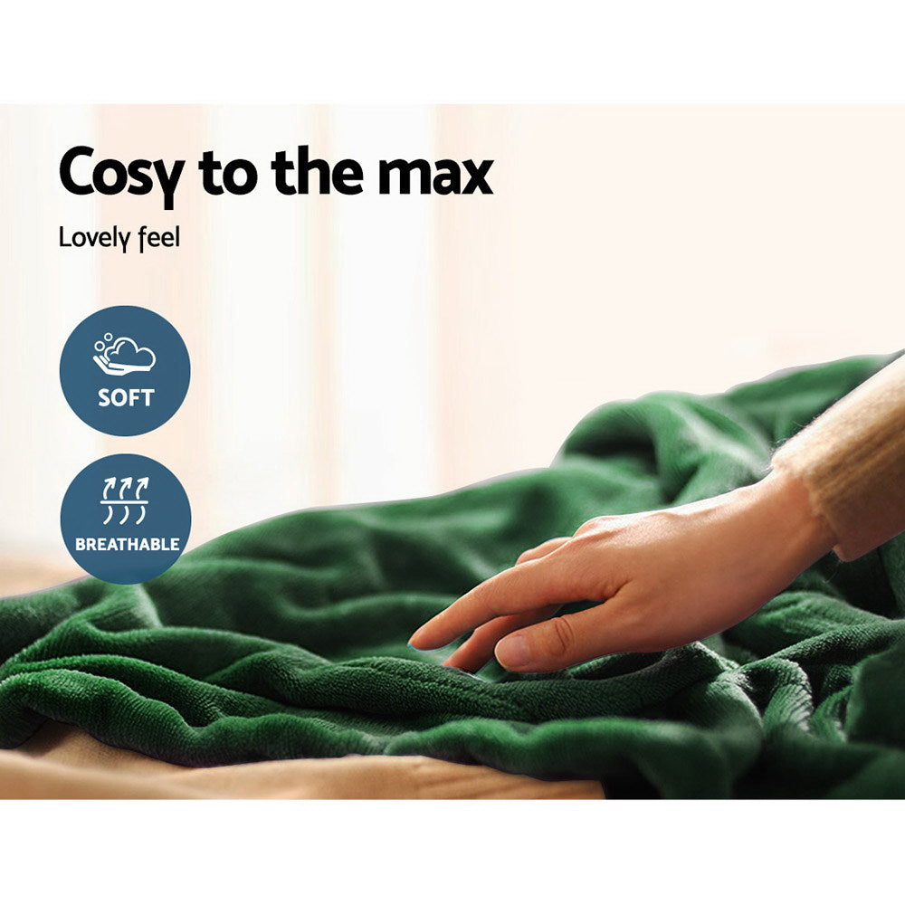 Giselle Electric Throw Rug Heated Blanket Washable Snuggle Flannel Winter Green Giselle Bedding