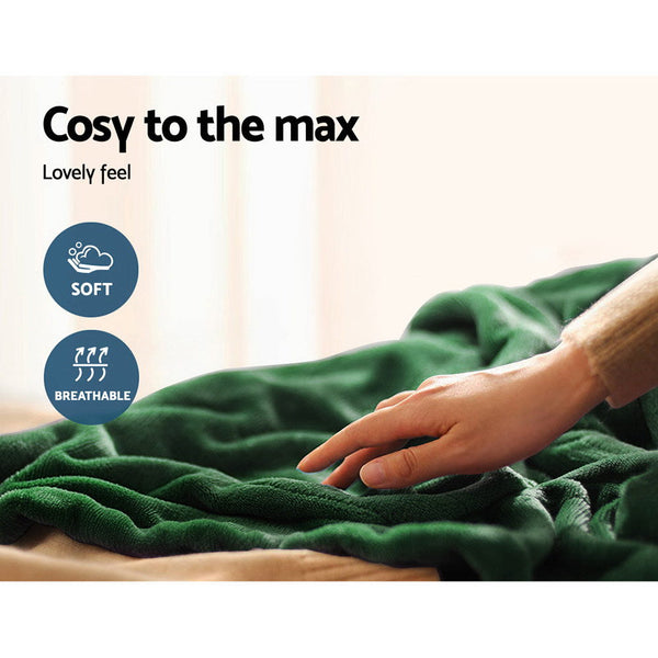 Giselle Electric Throw Rug Heated Blanket Washable Snuggle Flannel Winter Green Giselle Bedding