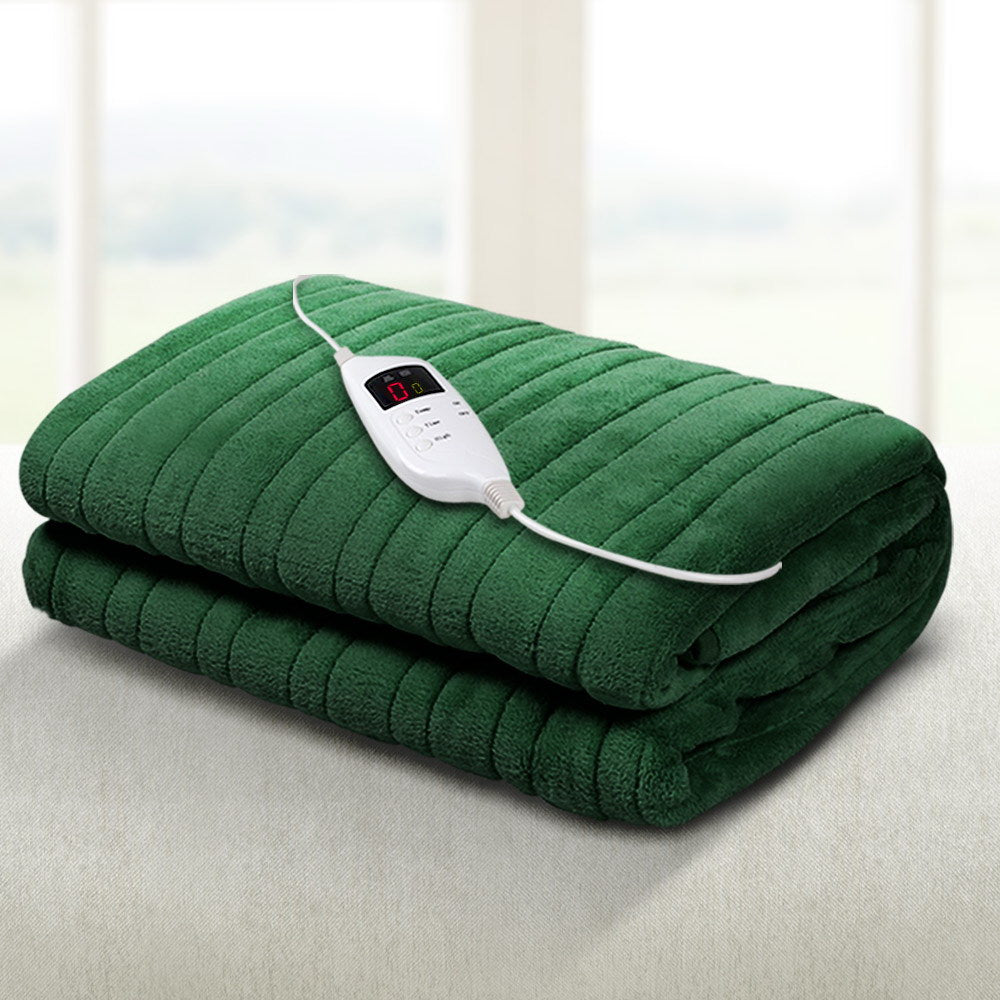 Giselle Electric Throw Rug Heated Blanket Washable Snuggle Flannel Winter Green Giselle Bedding