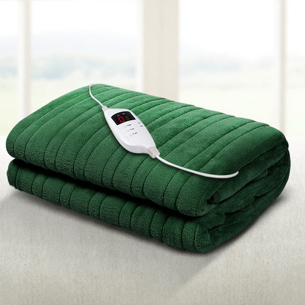 Giselle Electric Throw Rug Heated Blanket Washable Snuggle Flannel Winter Green Giselle Bedding