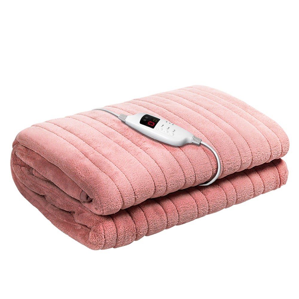 Giselle Bedding Heated Electric Throw Rug Fleece Sunggle Blanket Washable Pink Giselle Bedding