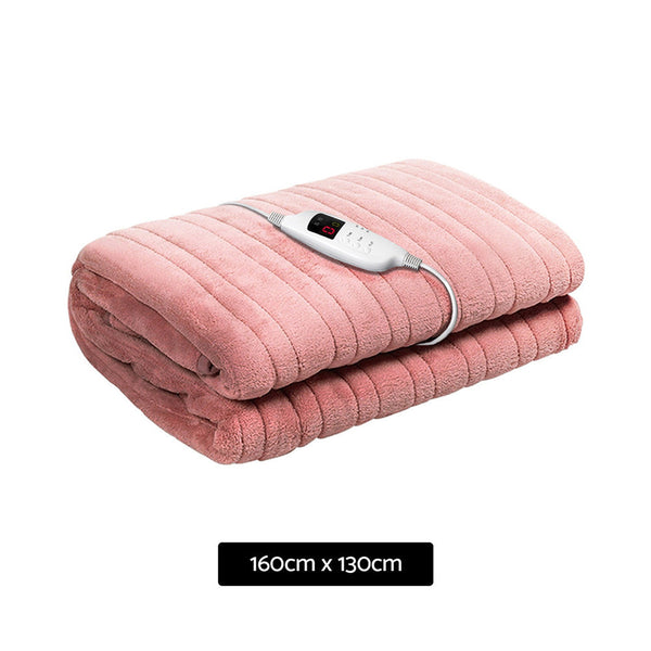 Giselle Bedding Heated Electric Throw Rug Fleece Sunggle Blanket Washable Pink Giselle Bedding