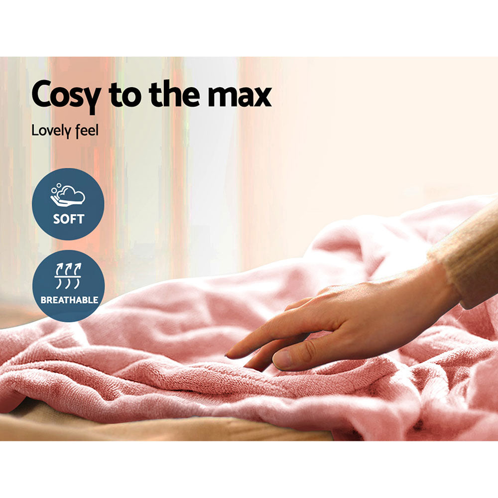 Giselle Bedding Heated Electric Throw Rug Fleece Sunggle Blanket Washable Pink Giselle Bedding