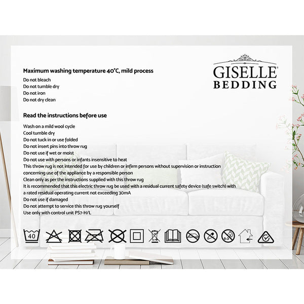 Giselle Bedding Heated Electric Throw Rug Fleece Sunggle Blanket Washable Pink Giselle Bedding