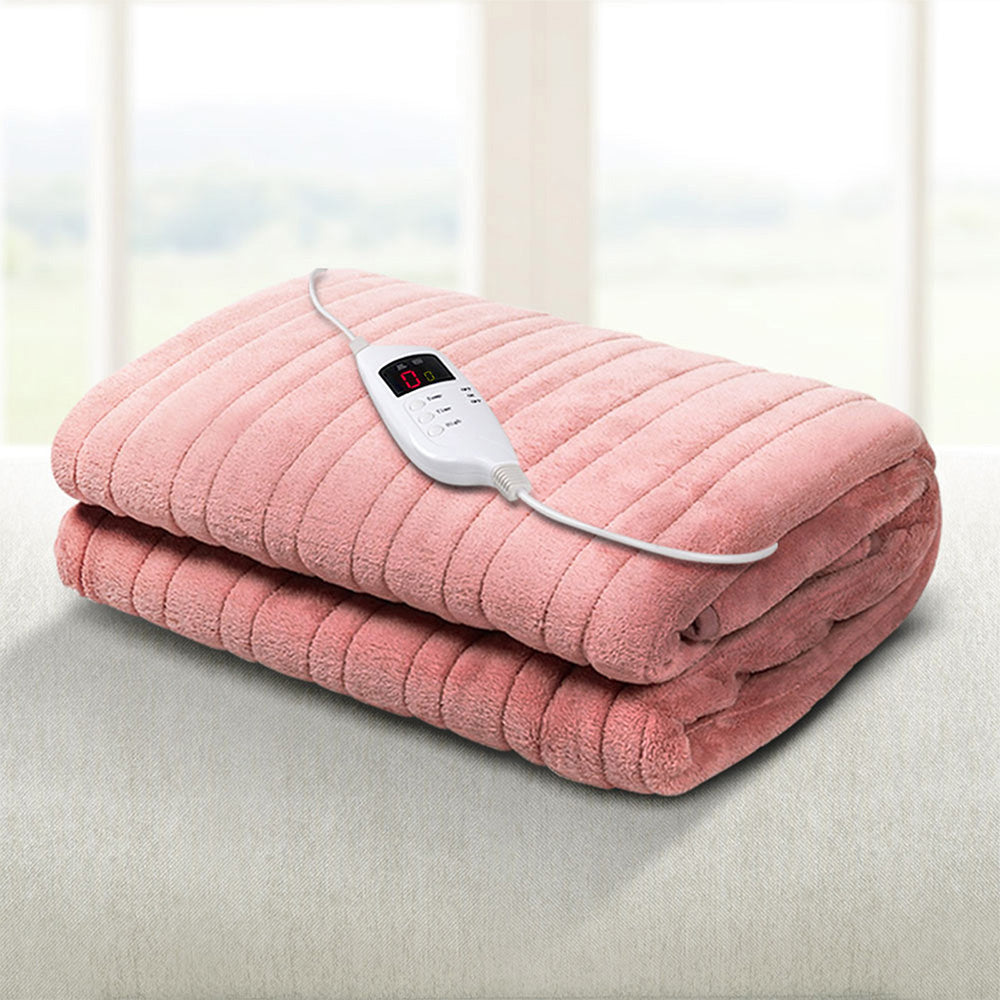 Giselle Bedding Heated Electric Throw Rug Fleece Sunggle Blanket Washable Pink Giselle Bedding