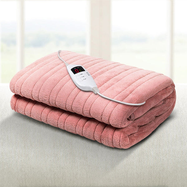Giselle Bedding Heated Electric Throw Rug Fleece Sunggle Blanket Washable Pink Giselle Bedding