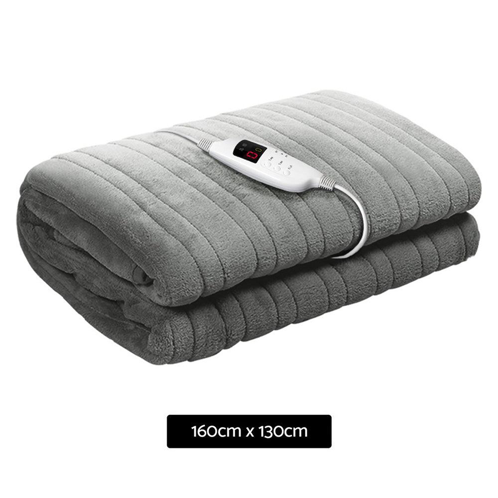 Giselle Bedding Heated Electric Throw Rug Fleece Sunggle Blanket Washable Silver Giselle Bedding