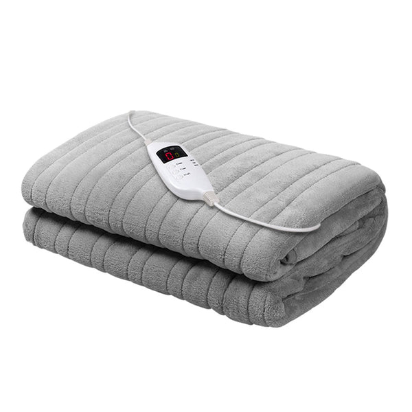 Giselle Bedding Heated Electric Throw Rug Fleece Sunggle Blanket Washable Silver Giselle Bedding