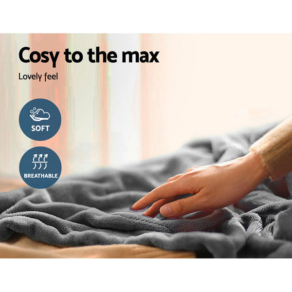 Giselle Bedding Heated Electric Throw Rug Fleece Sunggle Blanket Washable Silver Giselle Bedding