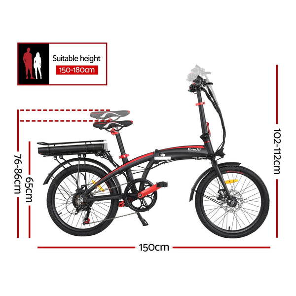 Everfit Folding Electric Bike Urban City Bicycle eBike Rechargeable Battery 250W Everfit