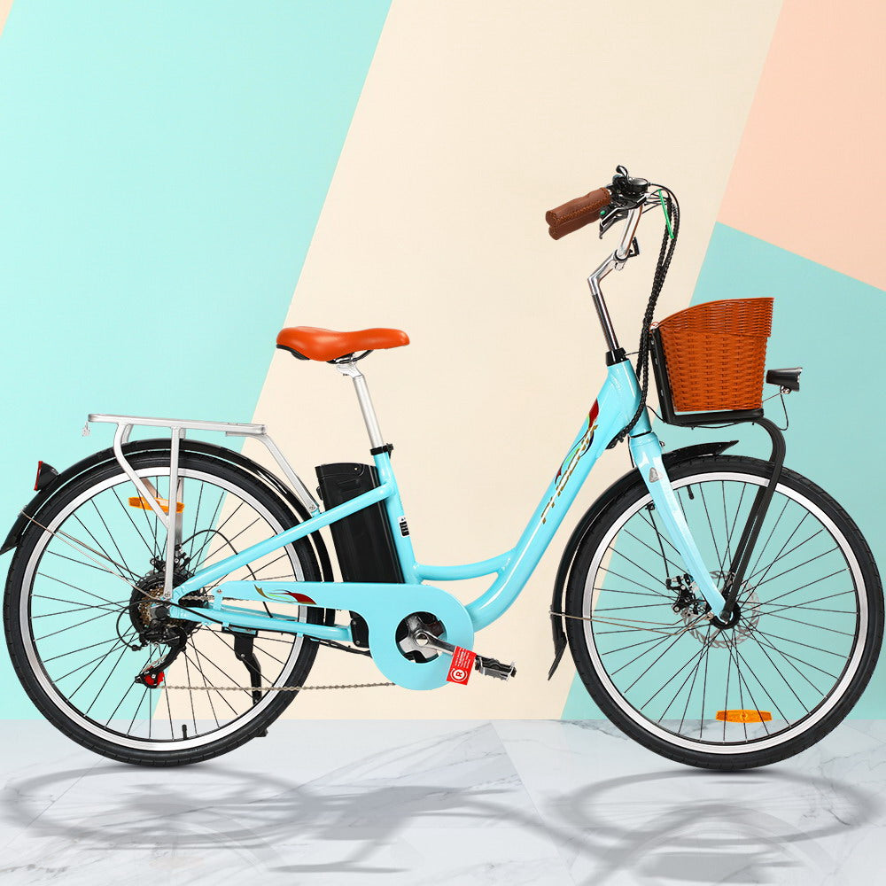 Phoenix 26 inch Electric Bike City Bicycle eBike e-Bike Urban Blue freeshipping - Awezingly