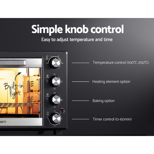 Devanti Electric Convection Oven Bake Benchtop Rotisserie Grill 60L Devanti