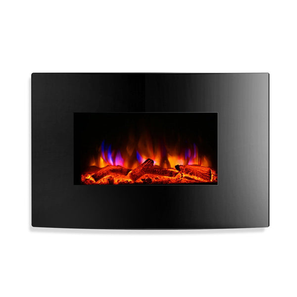 Devanti 2000W Wall Mounted Electric Fireplace Fire Log Wood Heater Realistic Flame Devanti