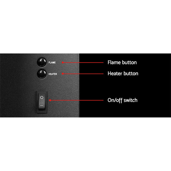 Devanti 2000W Wall Mounted Electric Fireplace Fire Log Wood Heater Realistic Flame Devanti