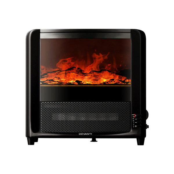Devanti Electric Fireplace 3D Flame Effect Timer Portable Indoor Heater 2000W Devanti