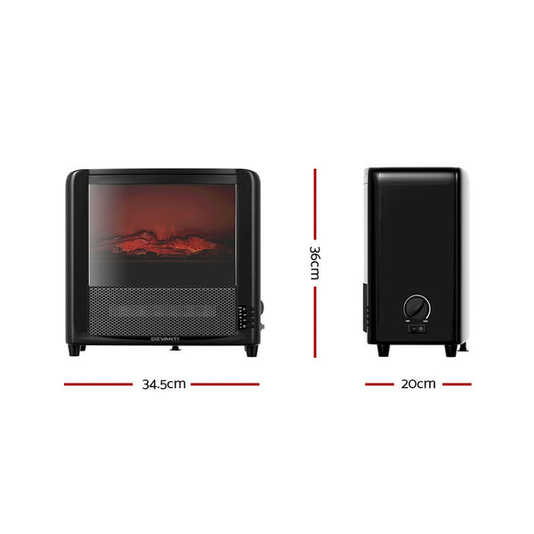 Devanti Electric Fireplace 3D Flame Effect Timer Portable Indoor Heater 2000W Devanti